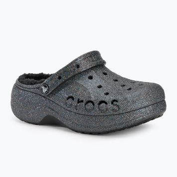 Дамски джапанки Crocs Baya Platform Lined Glitter Clog black giltter