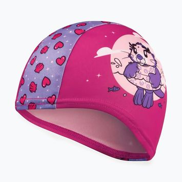 Speedo Полиестерна шапка за плуване с печат в розово/лилаво