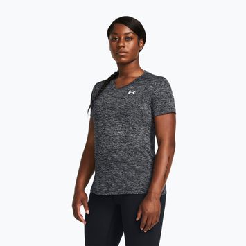 Under Armour Tech V-Twist черно-бяла тениска за тренировки за жени