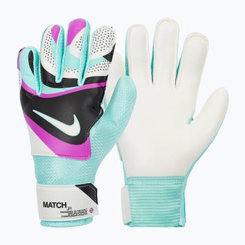 Детски вратарски ръкавици Nike Match черни/хипер тюркоаз/руш фуксия