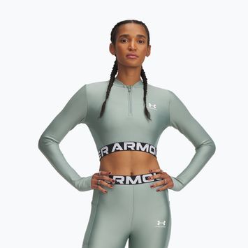 Дамски тренировъчен топ Under Armour Heat Gear Rib 1/4 Zip silica green/silica green/white
