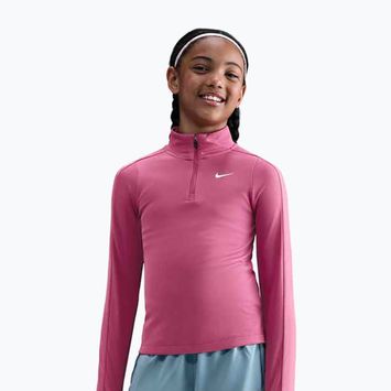 Детска блуза с дълъг ръкав за тренировка Nike Dri-Fit 1/4 Zip sweet beet/white