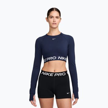 Дамски топ с дълъг ръкав за тренировка Nike Pro 365 Dri-Fit midnight navy/white