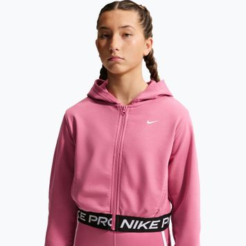 Детски суитшърт Nike Pro Fleece Dri-Fit Full-Zip peony/peony/black/white