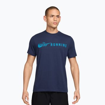 Мъжка тениска за бягане Nike Dri-Fit Running T-Shirt midnight navy/light current blue