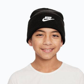 Детска зимна шапка Nike Peak black heather/white