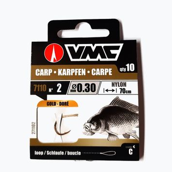 VMC Karp Златен метод лидерска примка кука с шип + линия 10 бр. злато 271102