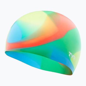 Детска шапка за плуване TYR Tiedye Silicone Multicolour Jr blue/yellow/green/orange