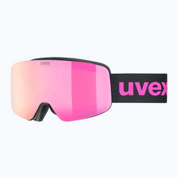 Детски предпазни ски очила UVEX Pwdr FM black matt/mirror pink green clear
