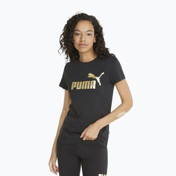Дамска тениска с метално лого PUMA ESS+ puma black/gold foll