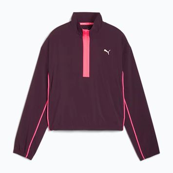 Дамско яке за бягане PUMA Run For Her Fashion Woven 1/2 ZIP midnight plum/ sunset glow