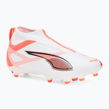 PUMA Ultra 5 Match+ LL FG/AG Jr детски футболни обувки puma white/puma black/glowing red