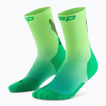 CEP Мъжки чорапи за компресия Run Edt. Gradient Mid Cut Compression 5.0 green/lime fade