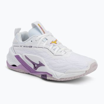 Mizuno Wav Stealth Neo 2 обувки за хандбал бяло / морска боровинка / праскова parfait