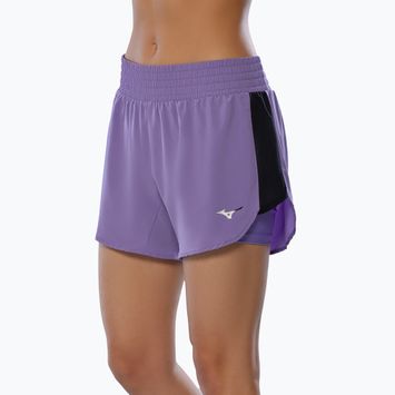Дамски къси панталони за бягане Mizuno 2IN1 4,5" с пайети в лилаво