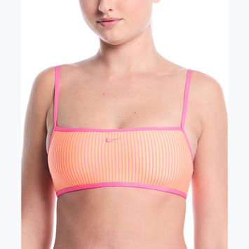 Горнище от бански костюм Nike Ripple Texture Bralette Classic Bikini pink glow
