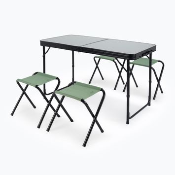 Сгъваема туристическа маса + столове KADVA CAMPtable комплект за 4-6 души сив