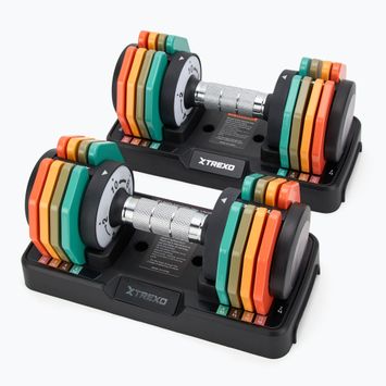 Комплект регулируеми дъмбели TREXO 2 x 10 kg multicolor