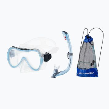 AQUA-SPEED Enzo + Evo комплект за гмуркане с шнорхел маска + шнорхел + чанта светлосиньо