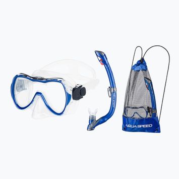 AQUA-SPEED комплект за гмуркане Enzo + Evo маска + шнорхел + чанта син