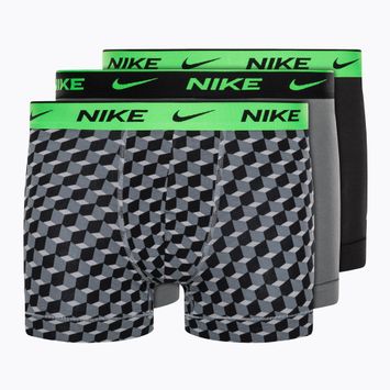 Мъжки боксерки Nike Everyday Cotton Stretch Trunk 3Pk BAU с геометричен печат/студено сиво/черно