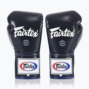 Боксови ръкавици Fairtex Pro Competition Locked Thumb leather blue