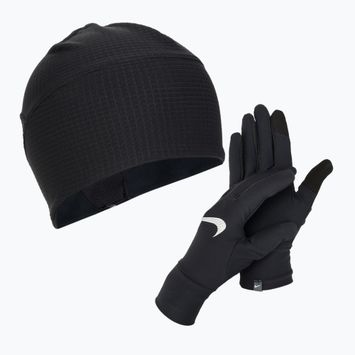 Мъжки комплект Nike Essential Running шапка + ръкавици черен/черен/сребърен