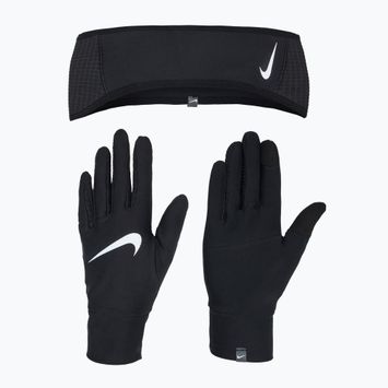 Дамски комплект лента + ръкавици Nike Essential Running black/ black/silver