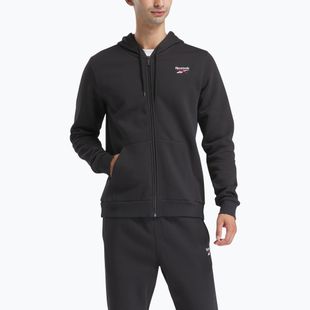 Мъжки суитшърт Reebok Identity SL Fleece FZ черен/бял/векторно червен