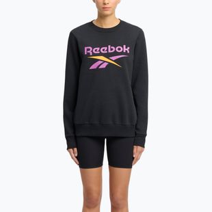 Дамски суитшърт Reebok Identity Big Logo Fleece Crew черен/лилав rave/електрически кехлибар