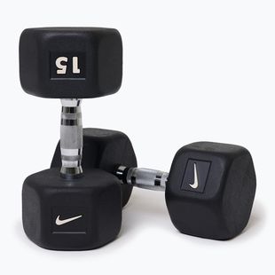Гумиран дъмбел Nike Strength Hex 15 kg black/white
