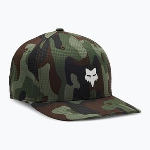 Мъжки Fox Racing Fox Head Camo Tech Flexfit зелена камуфлажна бейзболна шапка