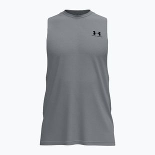 Мъжка тренировъчна тениска Under Armour Left Chest Cut Off Tank steel light heather/black