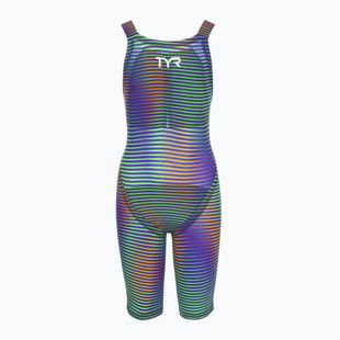 Дамски цял костюм за плуване TYR Avictor 2.0 Luminins Open Back elec lime