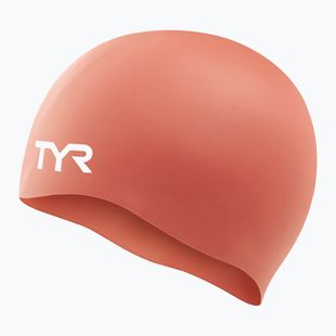 Шапка за плуване TYR Wrinkle Free Silicone coral/white