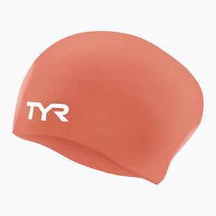 Шлем за плуване TYR Long Hair Wrinkle Free Silicone coral/white