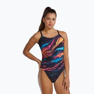 Дамски цял бански костюм Tyr Durafast Elite Magmata Cutoutfit gold/multi/rainbow