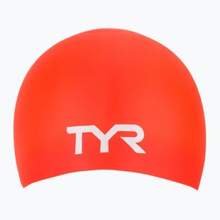 Шапка за плуване TYR Long Hair Wrinkle Free Silicone bright red