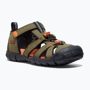 Юношески сандали KEEN Seacamp II CNX dark olive/gold flame