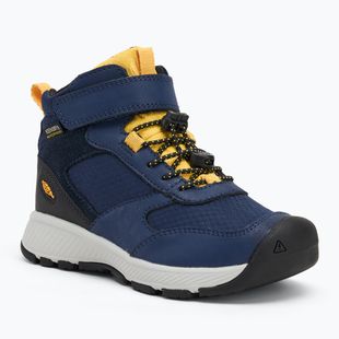 Детски туристически обувки KEEN Skua Mid WP navy academy/yolk yellow