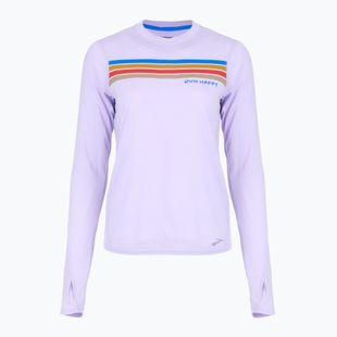 Дамска тениска за бягане Brooks Distance Graphic LS heather violet dash/stripe