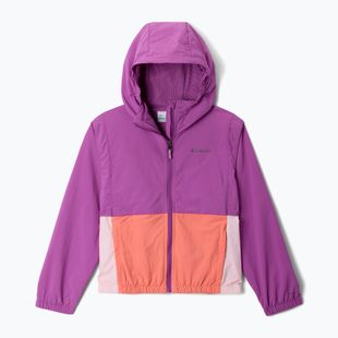 Детско яке Columbia Tabor Trail Windbreaker бляскаво/сатенено розово/горещ корал