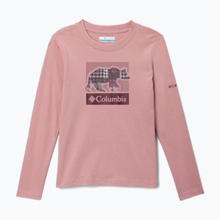 Детска блуза с дълъг ръкав за трекинг Columbia Hazeldel Hill Graphic Tee eraser pink/barely printed