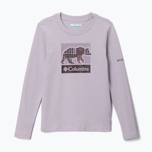 Детска блуза с дълъг ръкав за трекинг Columbia Hazeldel Hill Graphic Tee lavender pearl/barely printed