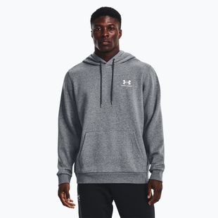 Мъжки суитшърт Under Armour Essential Fleece Hoodie pitch gray medium heather/white