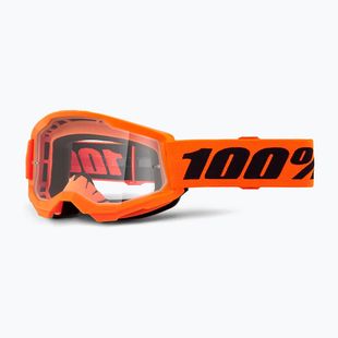 Детски очила за колоездене 100% Strata 2 Junior neon orange/clear