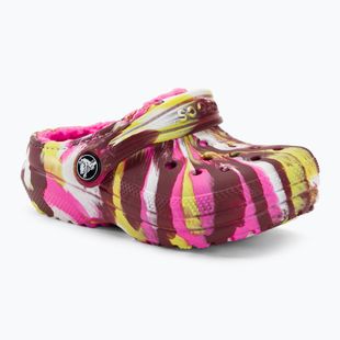Детски джапанки Crocs Classic Lined Marbled Clog electric pink/multi