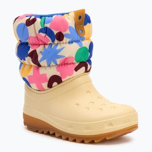 Детски ботуши за сняг Crocs Classic Neo Puff Geo Shapes Boot Kids shitake/multi