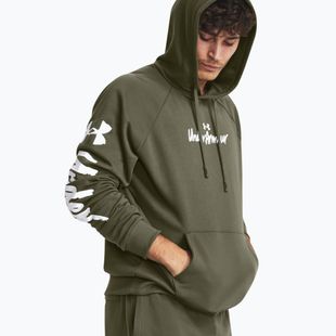 Мъжка качулка Under Armour Rival Fleece Graphic HD marine от зелен/бял