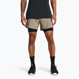 Мъжки шорти Under Armour Peak Woven 2in1 timberwolf taupe/black/black